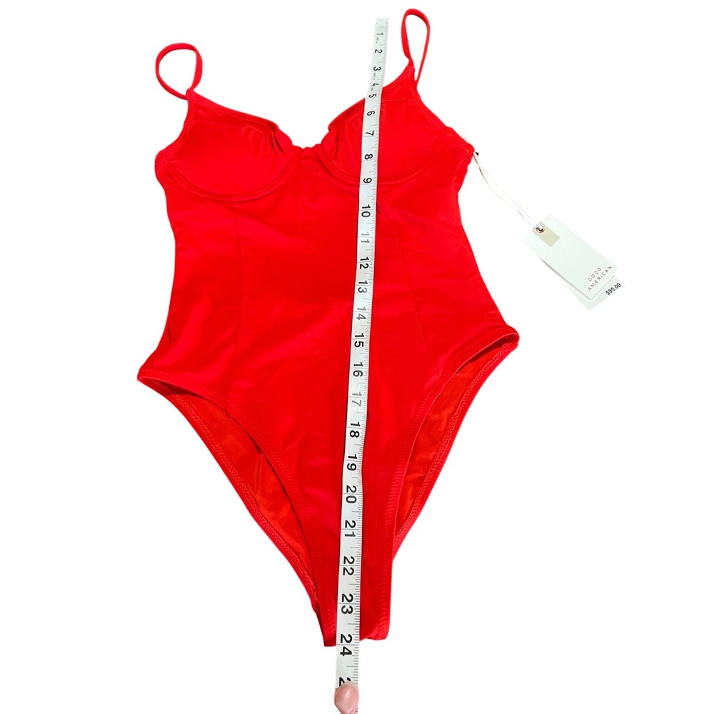 Good American Always Fits Underwire One Piece Swimsuit Bright Poppy Red Size 0 - Picture 4 of 8